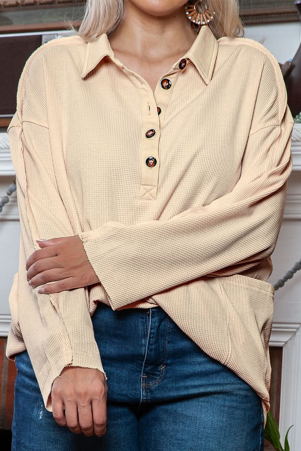 Cozy plus size thermal tunic with pockets