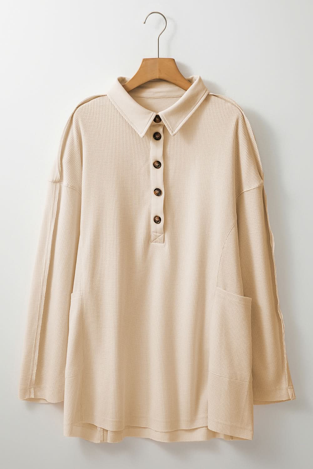 Cozy plus size thermal tunic with pockets