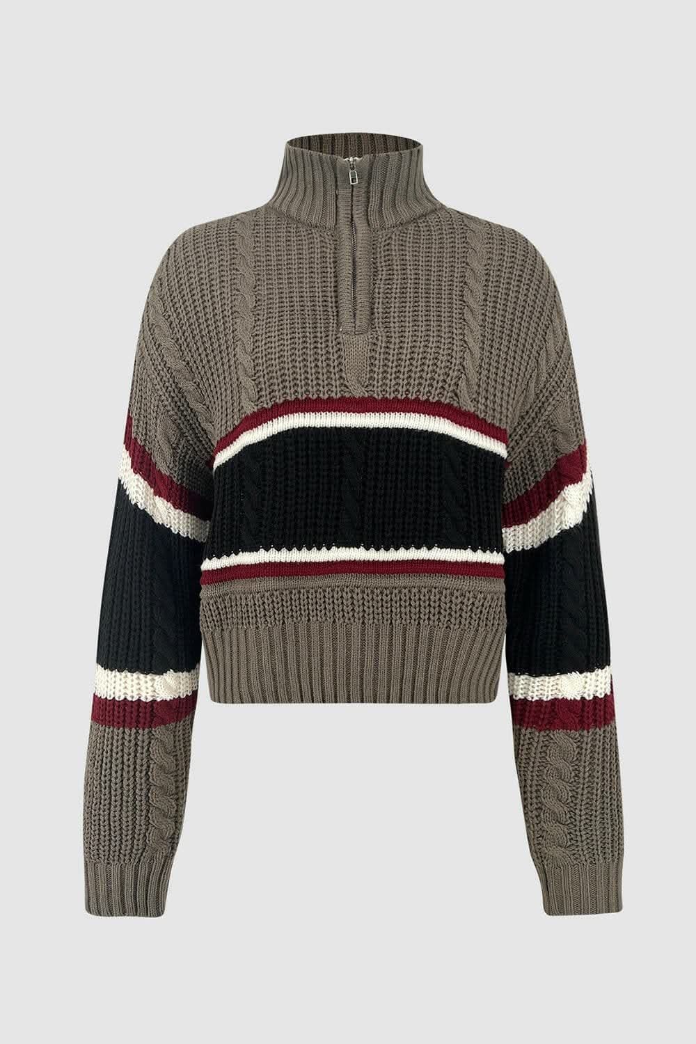 Cozy striped quarter zip sweater