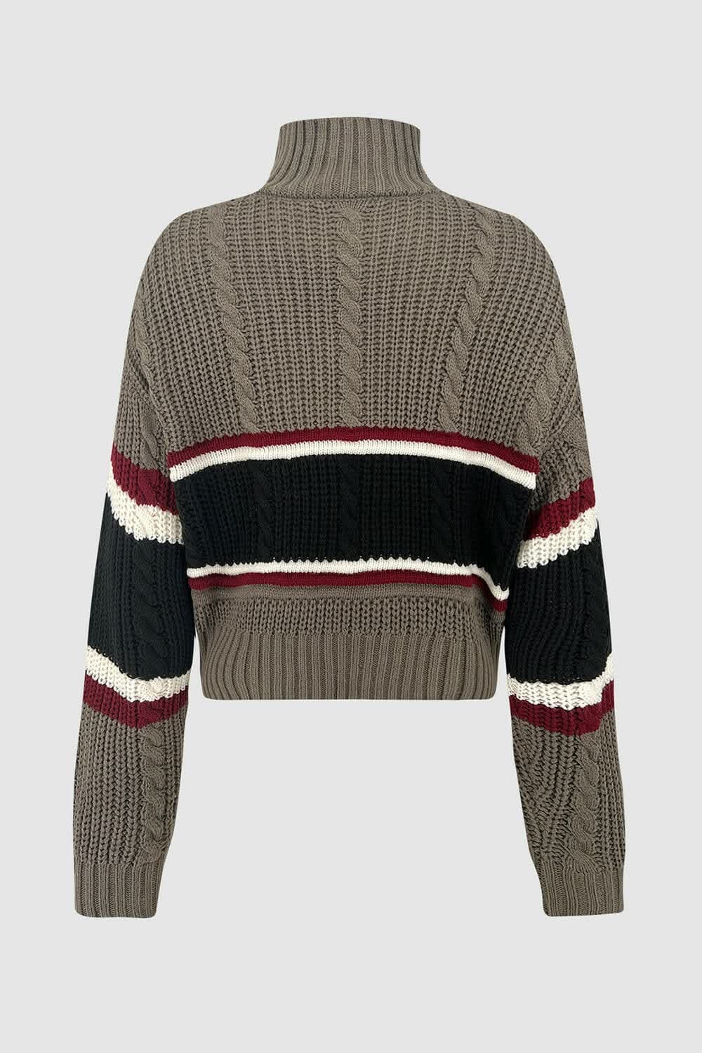 Cozy striped quarter zip sweater