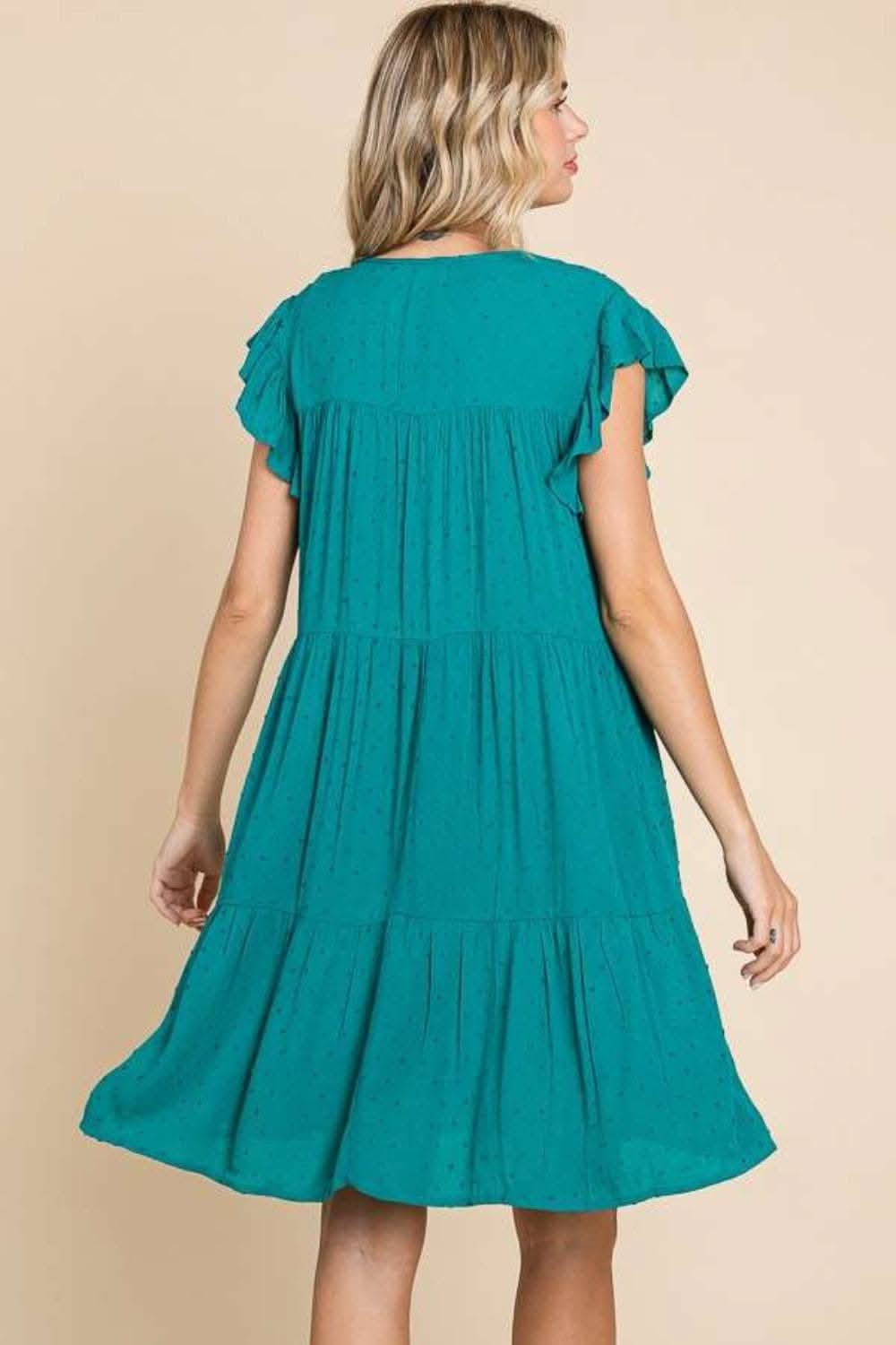 Culture Code Tiered Ruffle Dress with Pockets and Cap Sleeves