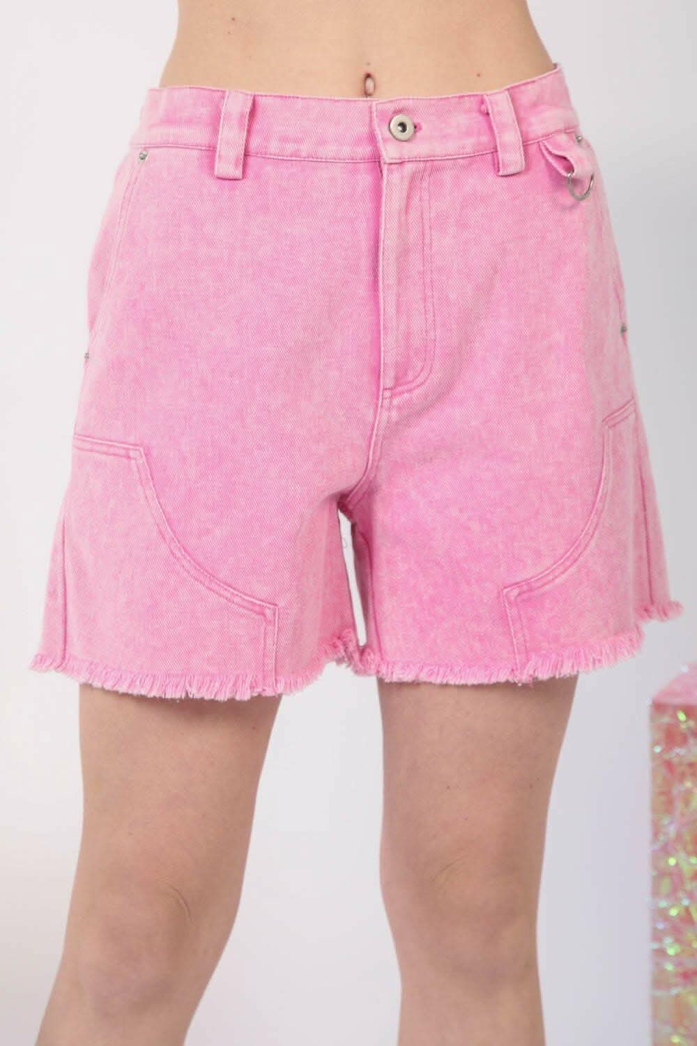 Premium Edgy Washed Denim Shorts with Raw Hem