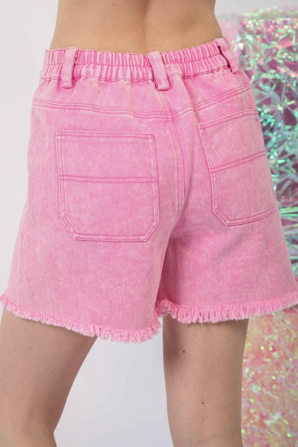 Premium Edgy Washed Denim Shorts with Raw Hem