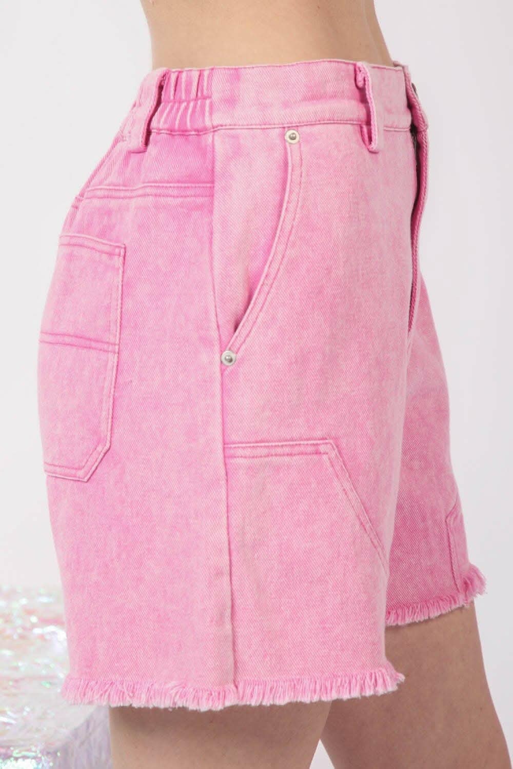 Premium Edgy Washed Denim Shorts with Raw Hem