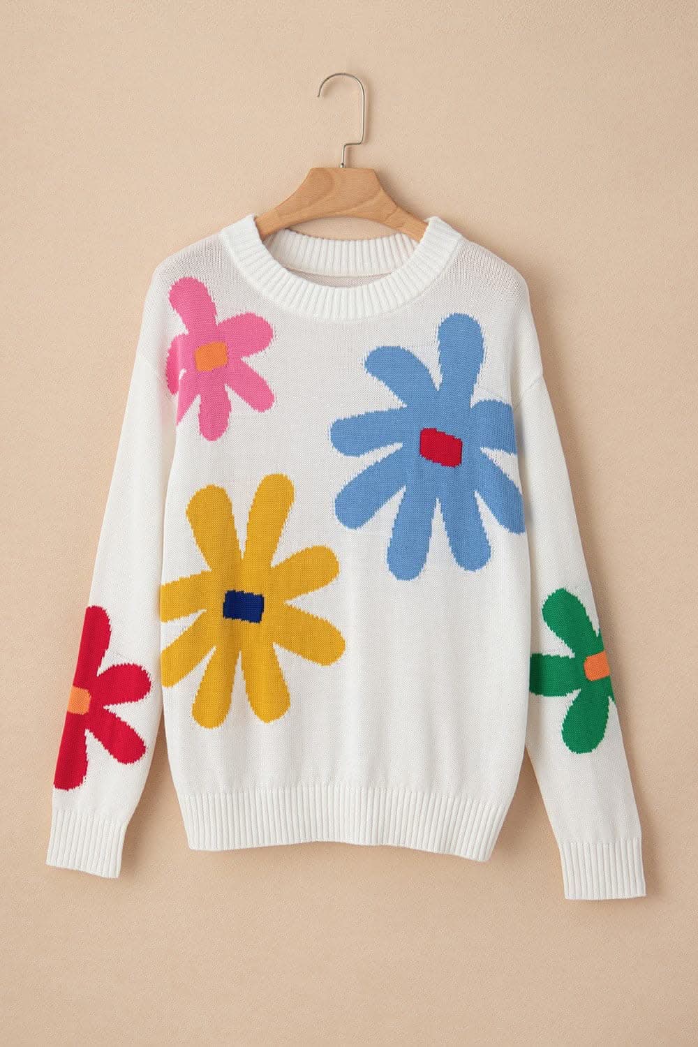 Floral Sweater with Dropped Shoulders