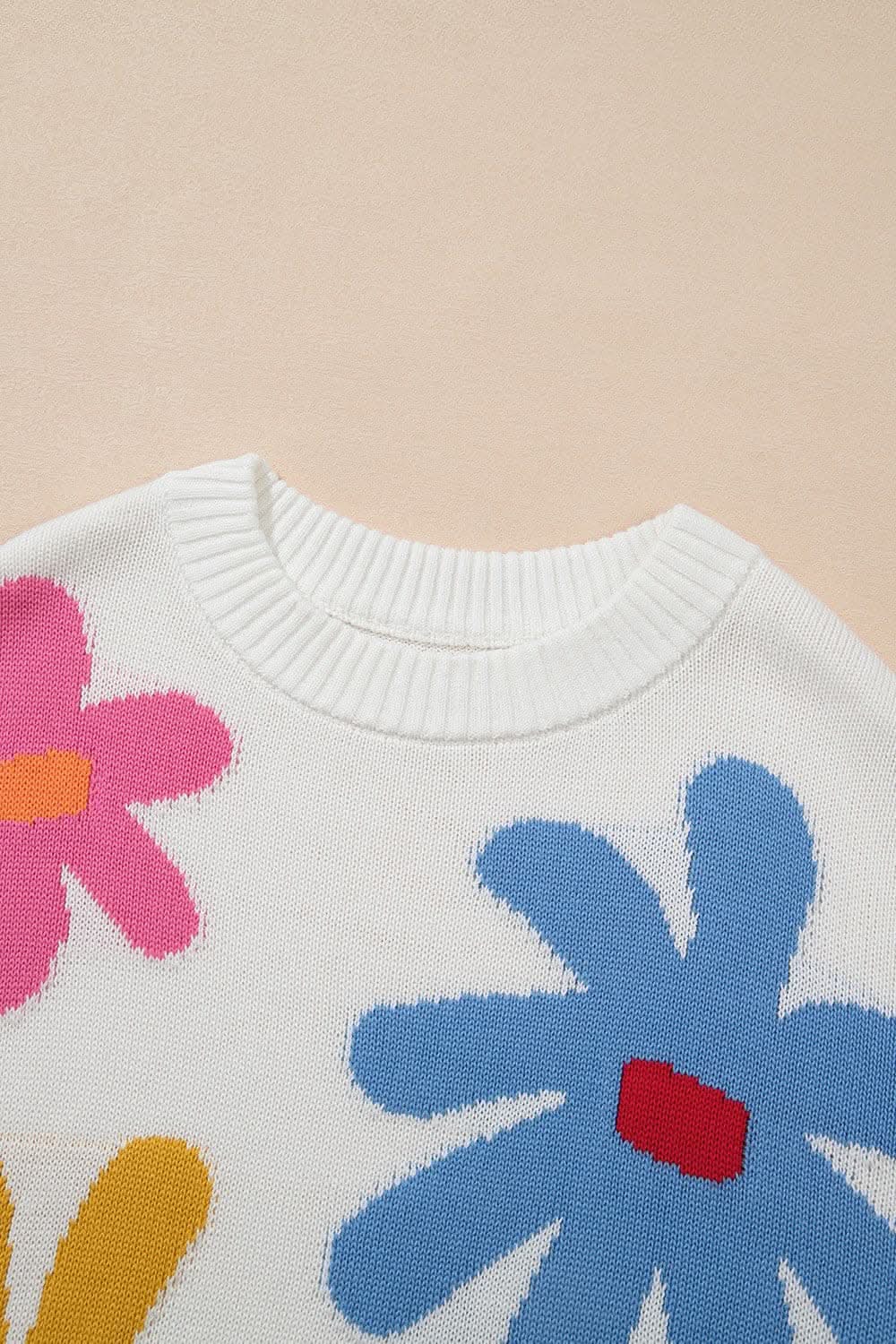 Floral Sweater with Dropped Shoulders