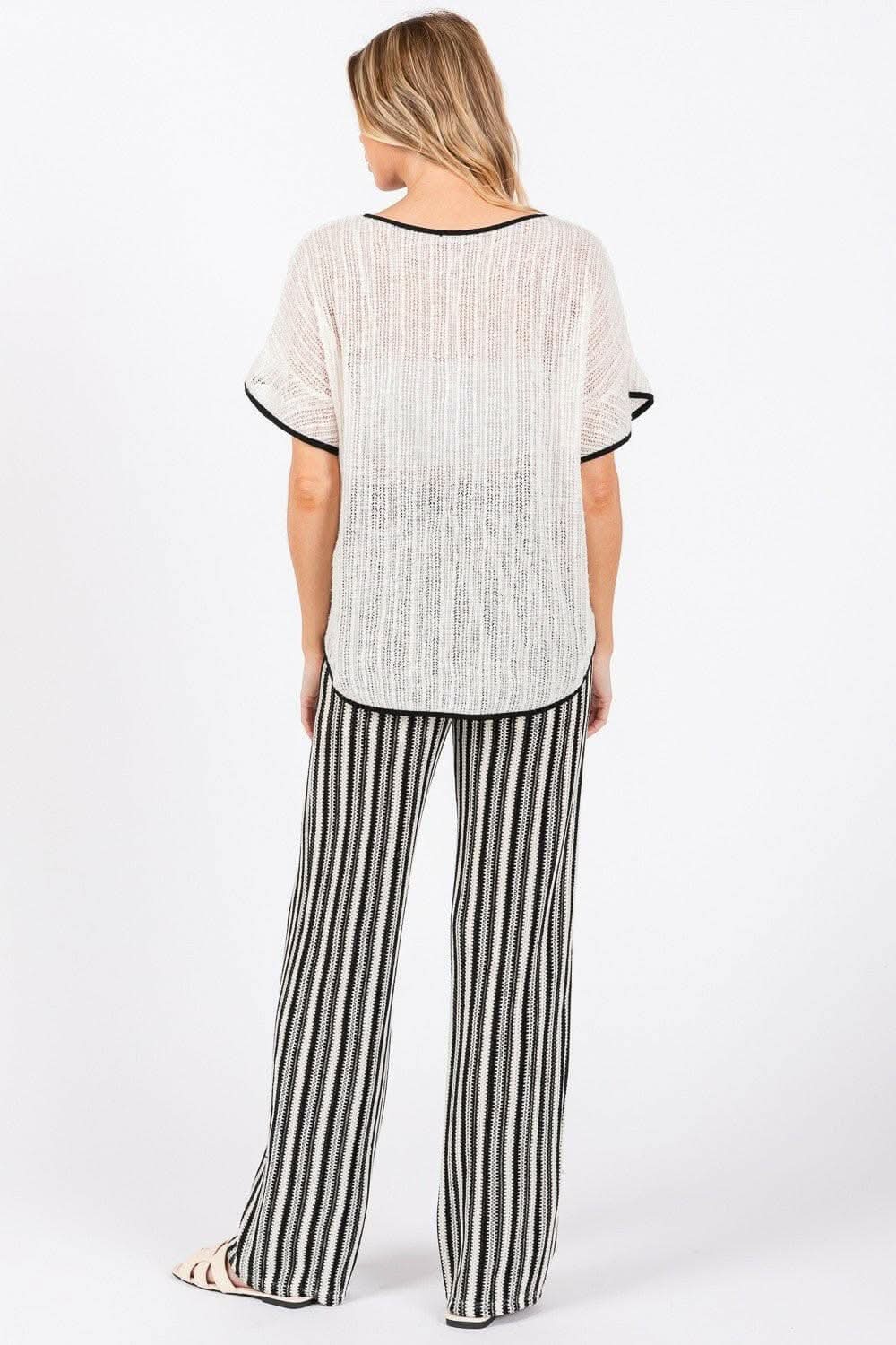 GeeGee Short Sleeve Knit Cover Up with Contrast Detail