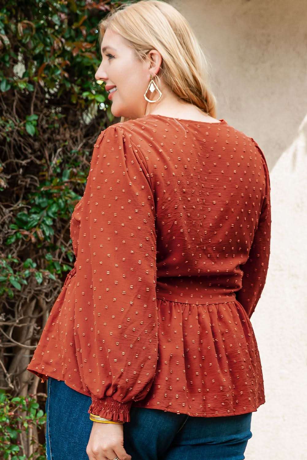 Gold Flame Plus Size Wrap Blouse