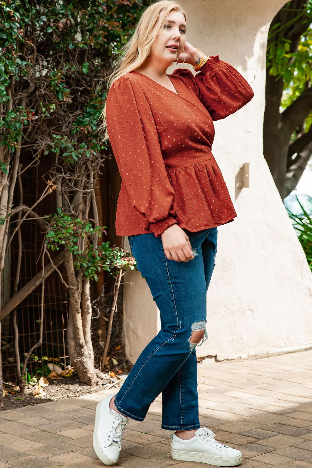 Gold Flame Plus Size Wrap Blouse