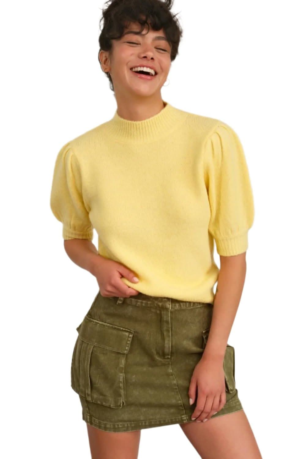 HYFVE puff sleeve mock neck top