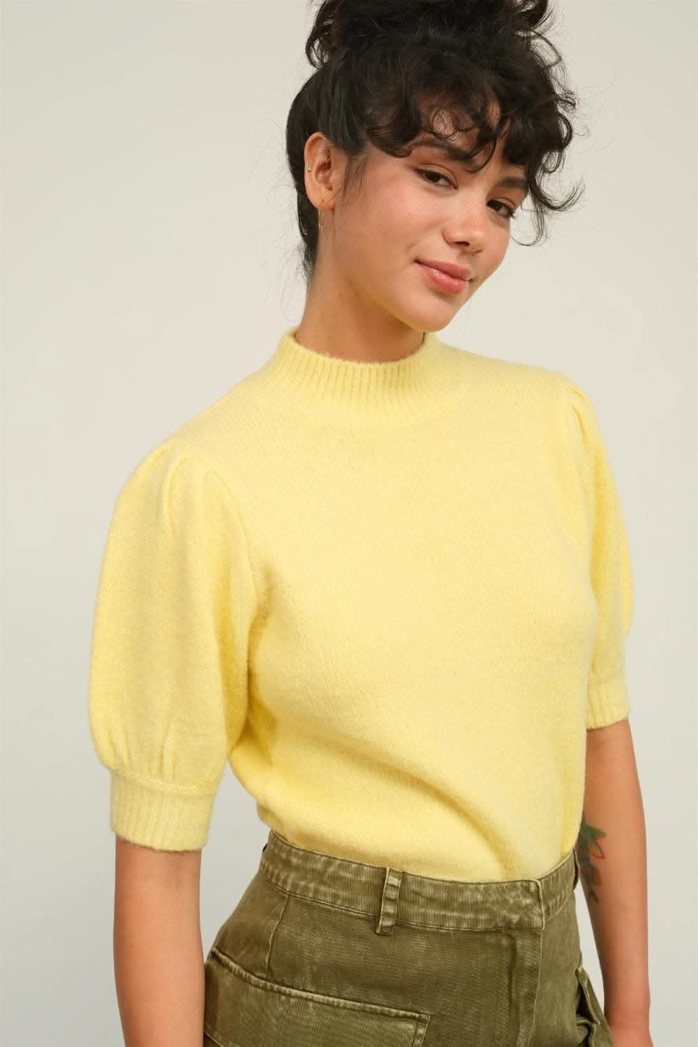 HYFVE puff sleeve mock neck top