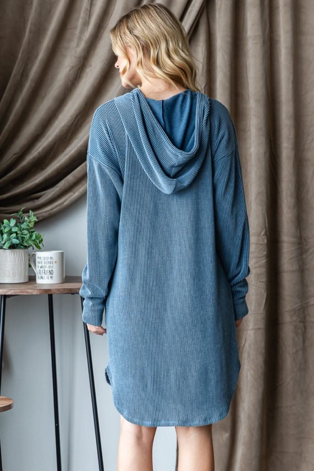 Heimish Ribbed Long Sleeve Hooded Dress for Every Occasion