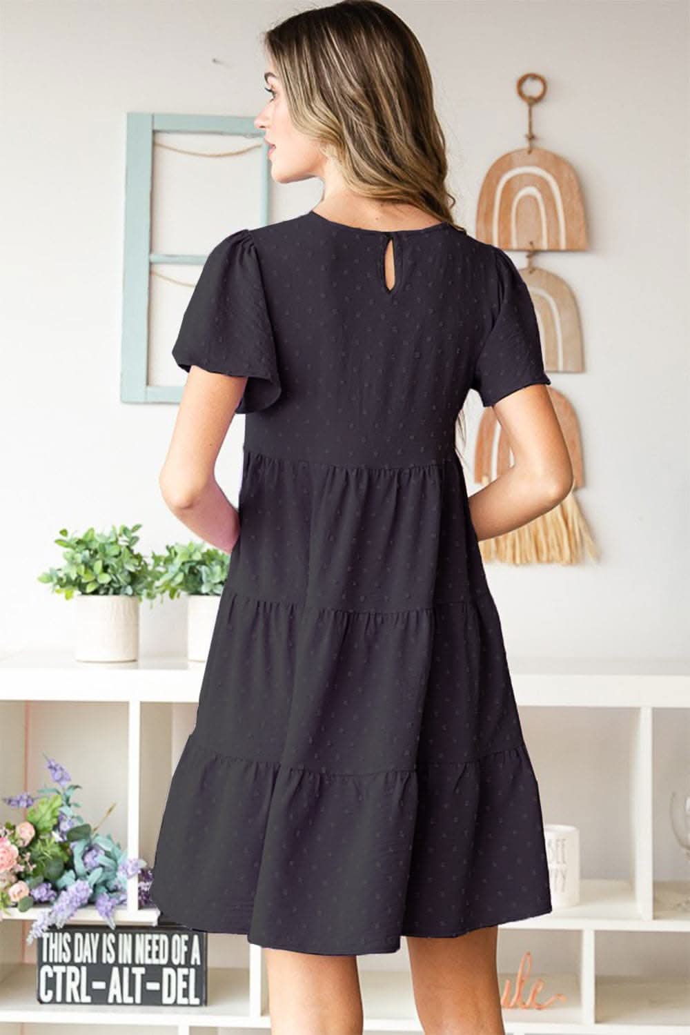 Heimish Swiss Dot Short Sleeve Tiered Dress for Effortless Style