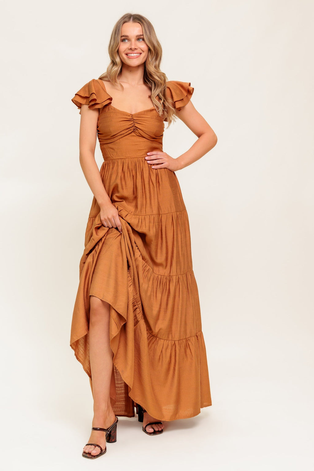 SUMMER MILK RUST WOVEN MAXI DRESS