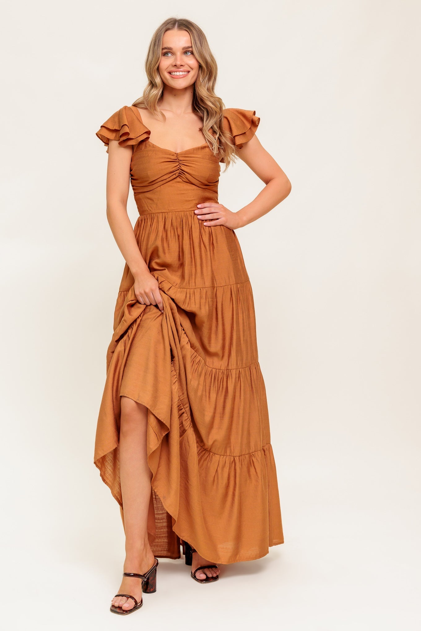 SUMMER MILK RUST WOVEN MAXI DRESS