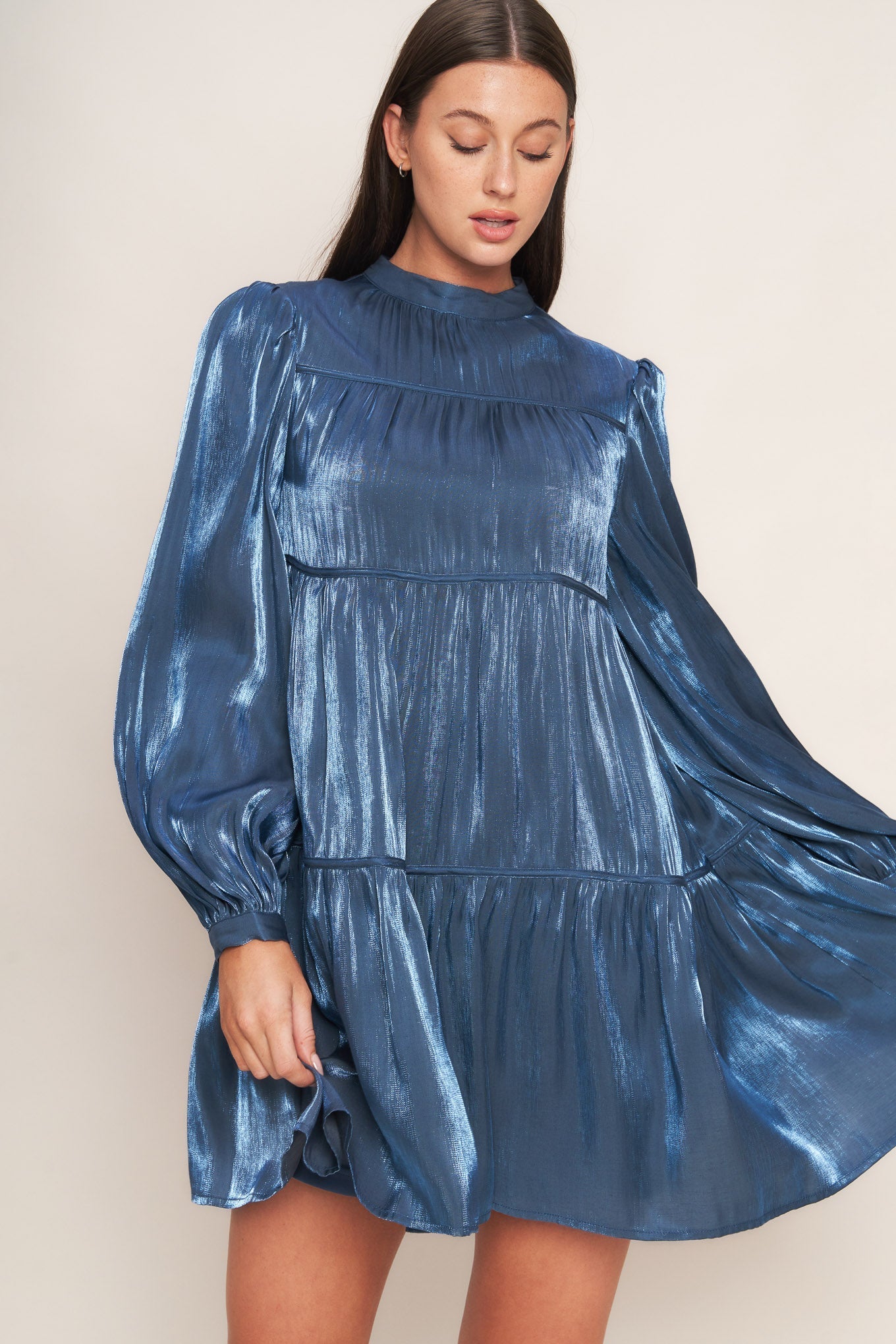 SERENITY CALLING WOVEN BABYDOLL MINI DRESS