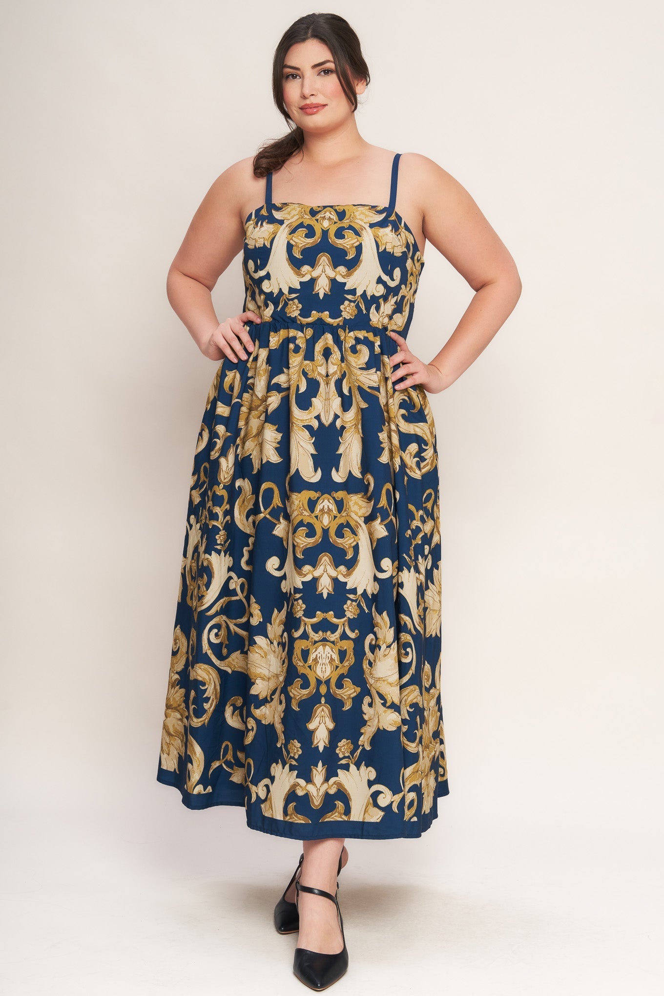 IMPERIAL BLOOM BLUE WOVEN MIDI DRESS