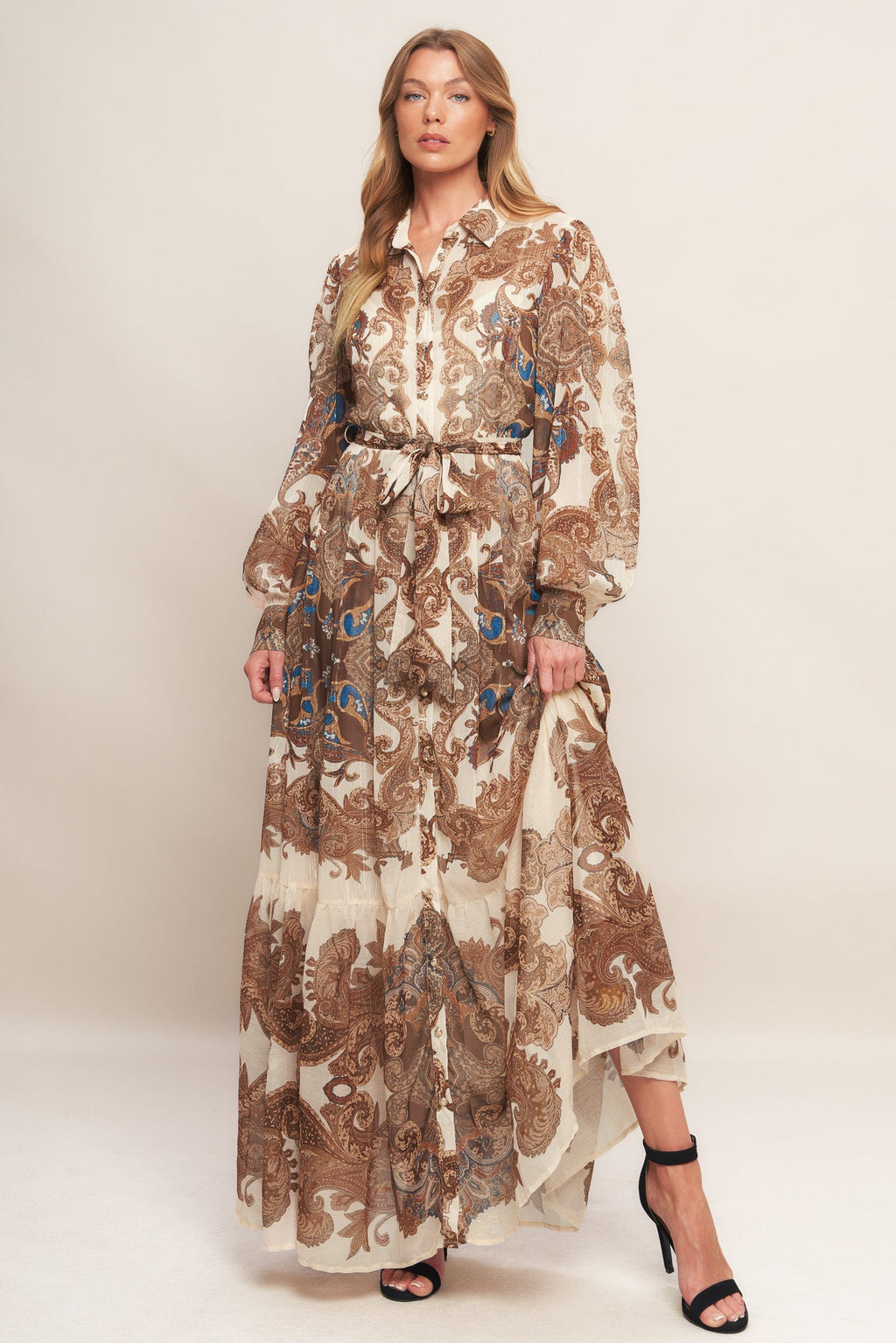 BOHEMIAN TAPESTRY BROWN WOVEN MAXI DRESS