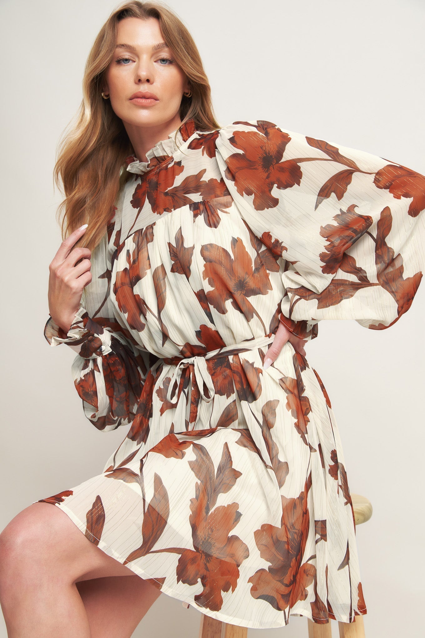 EARTHLY BLOOM WOVEN MINI DRESS