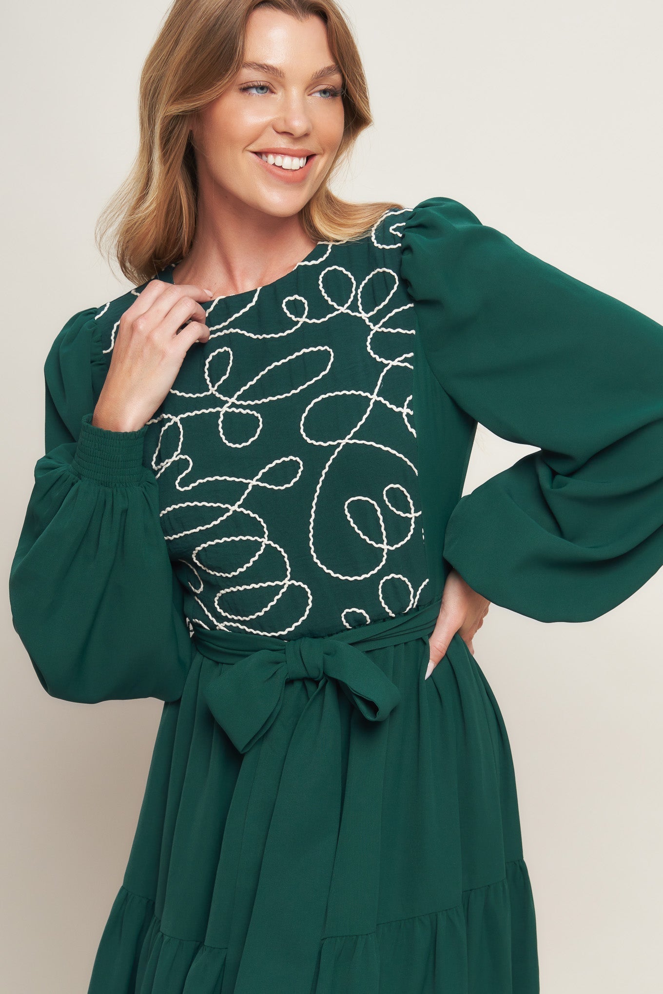 FOREST ALLURE WOVEN MIDI DRESS