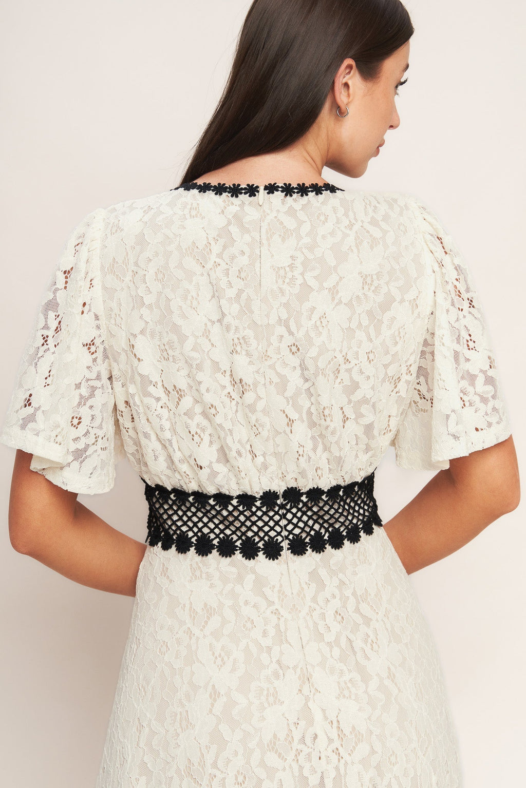 PETITE LUNE WOVEN LACE MIDI DRESS