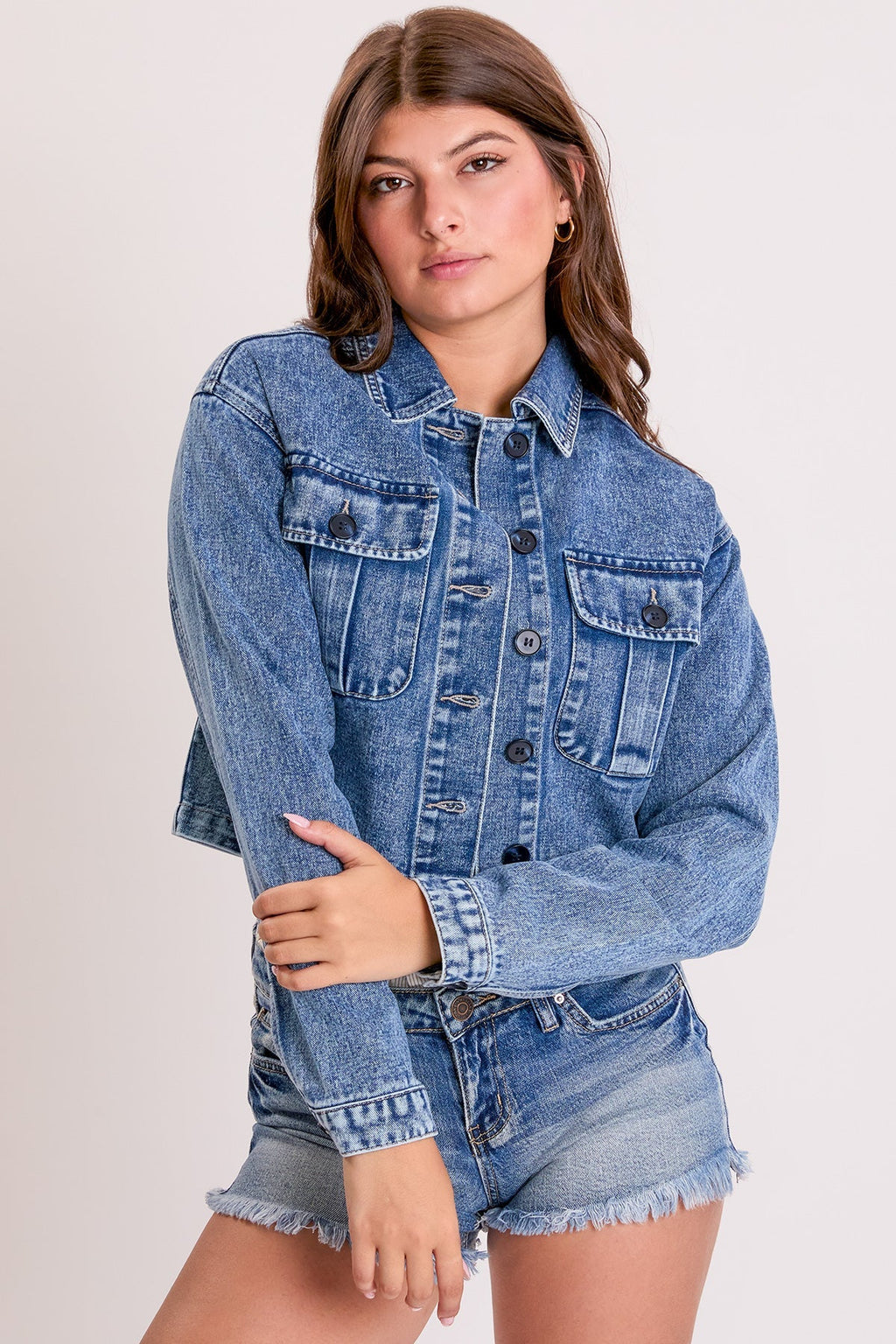 Women's Cropped Trucker Denim Jacket