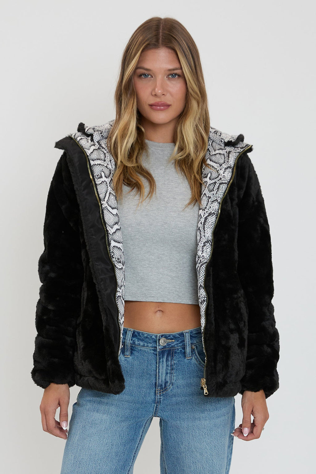 Women's Winter Faux Fur Reversible Jacket