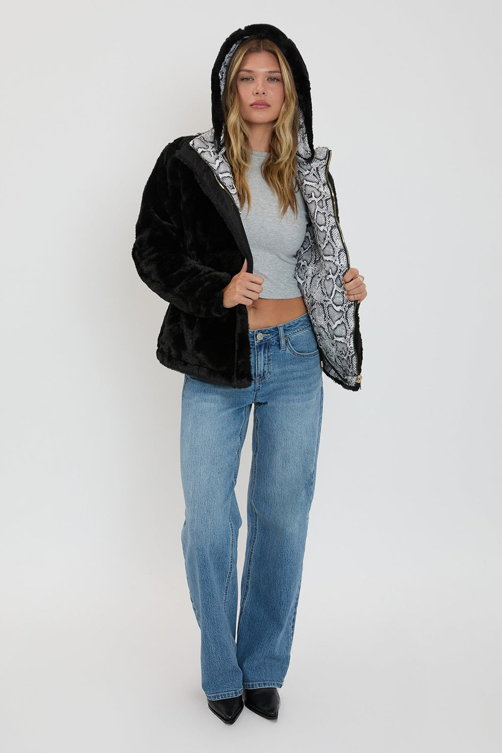 Women's Winter Faux Fur Reversible Jacket