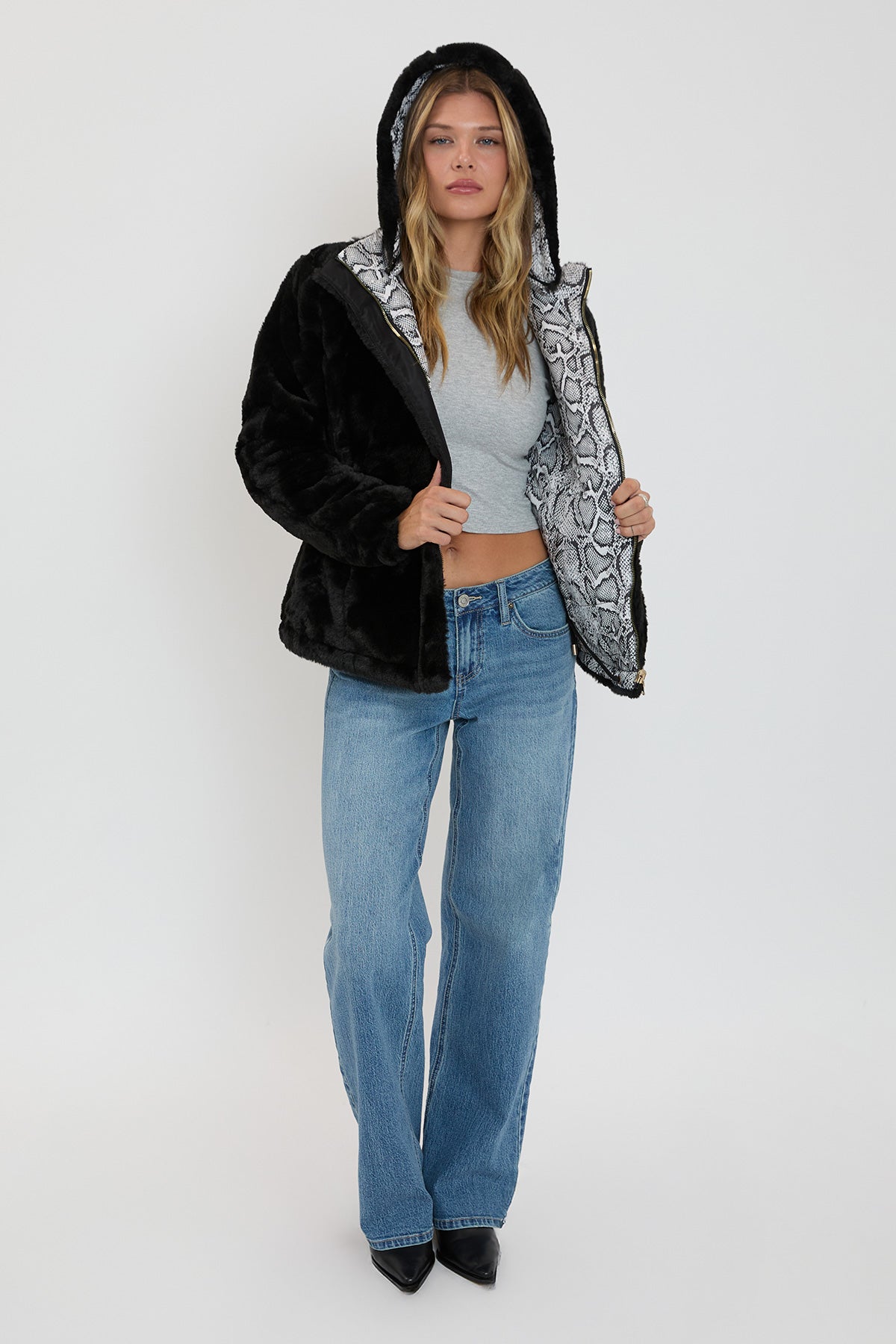 Women's Winter Faux Fur Reversible Jacket