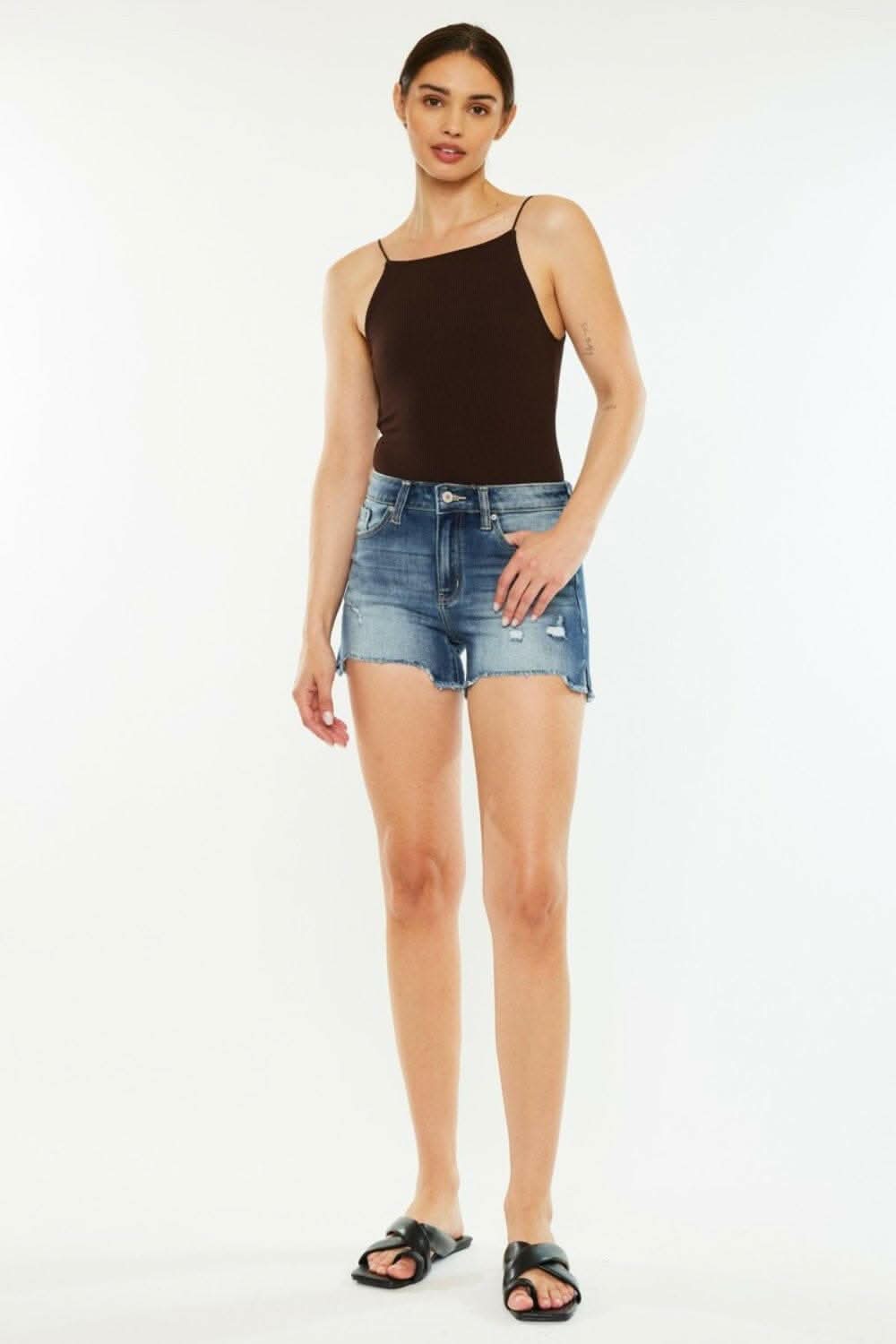 Premium Kancan high-waisted denim shorts