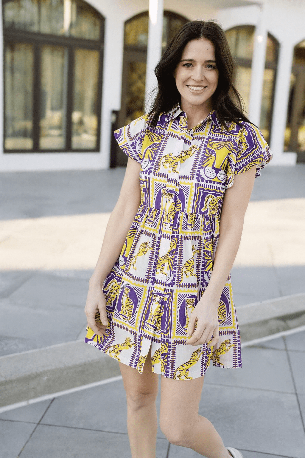 Frenchi Mini Gameday Dress- Purple & Gold