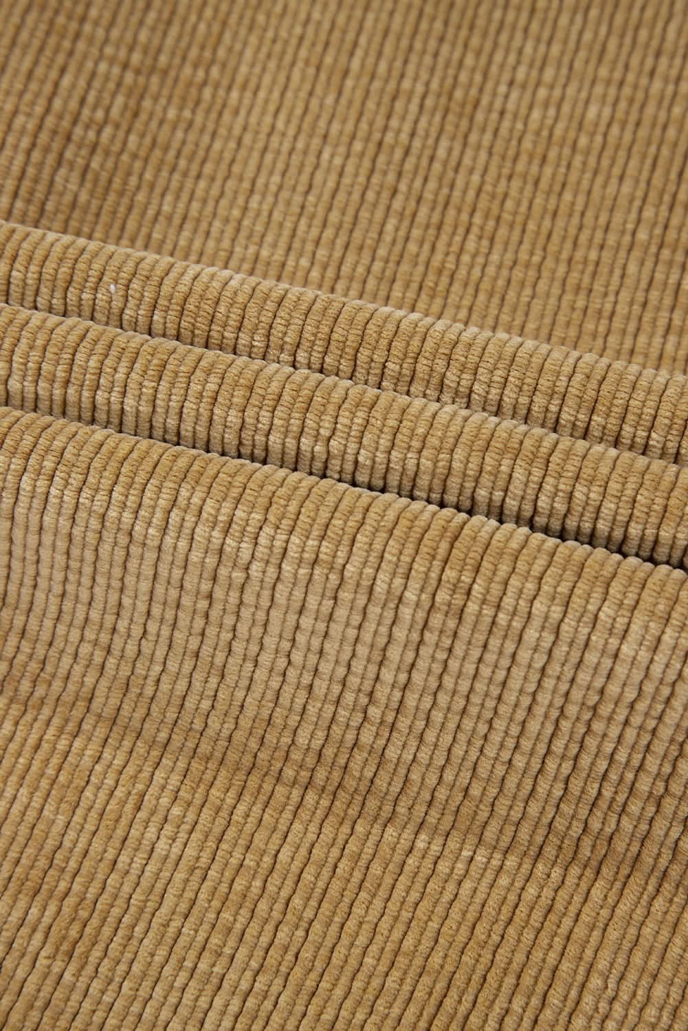 Light French Beige Patched Pocket Button Up Corduroy Shacket