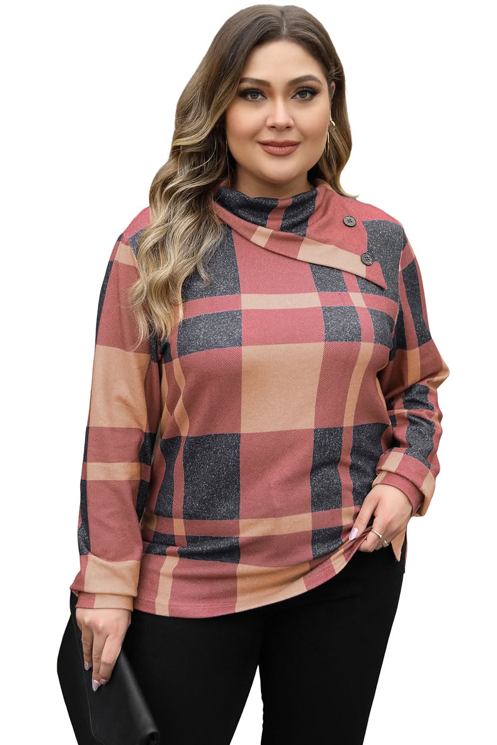 Mineral red plus size plaid top