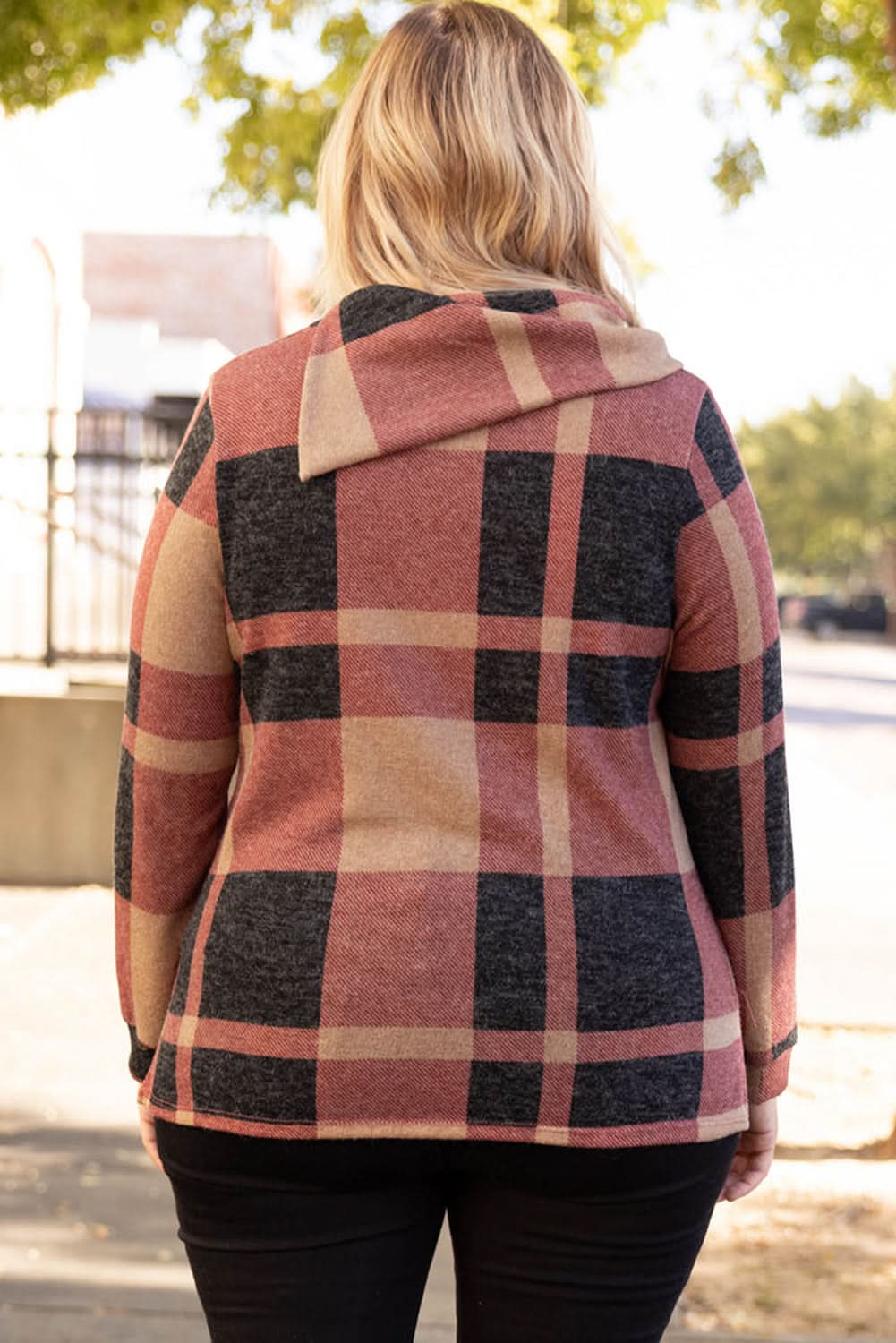Mineral red plus size plaid top