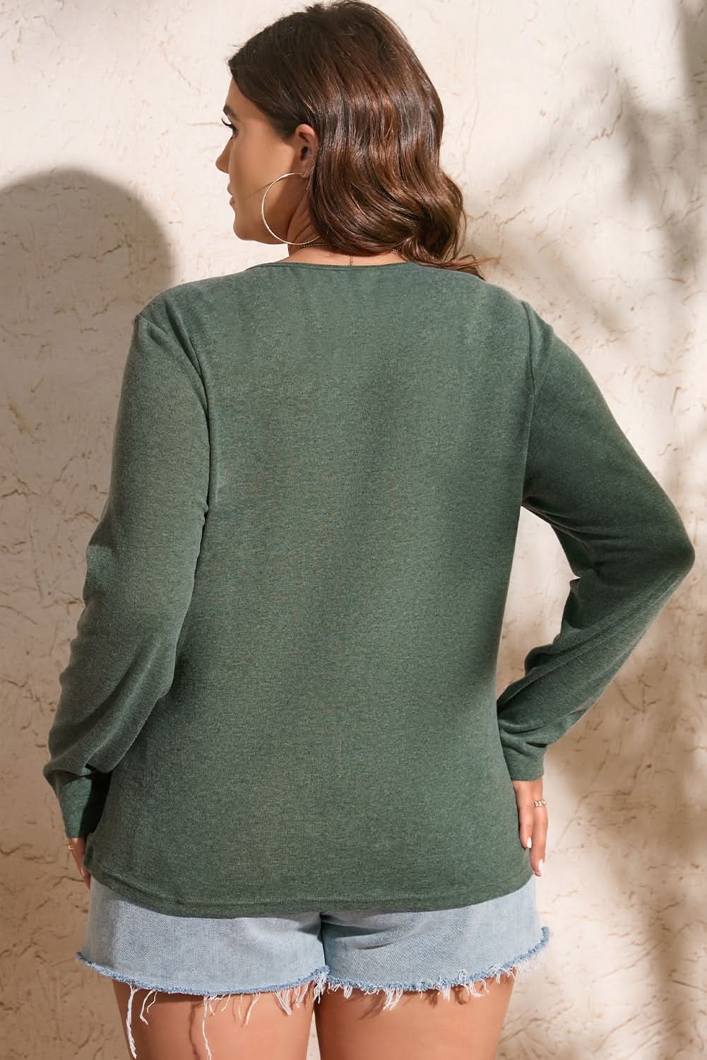 Mist green plus size Henley top