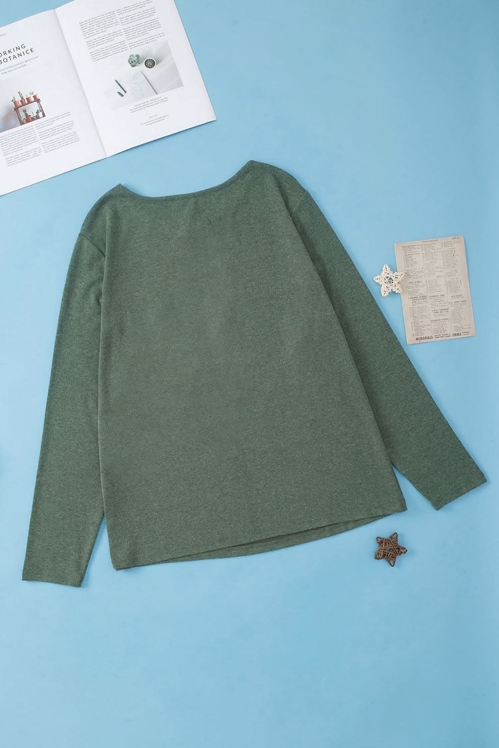 Mist green plus size Henley top