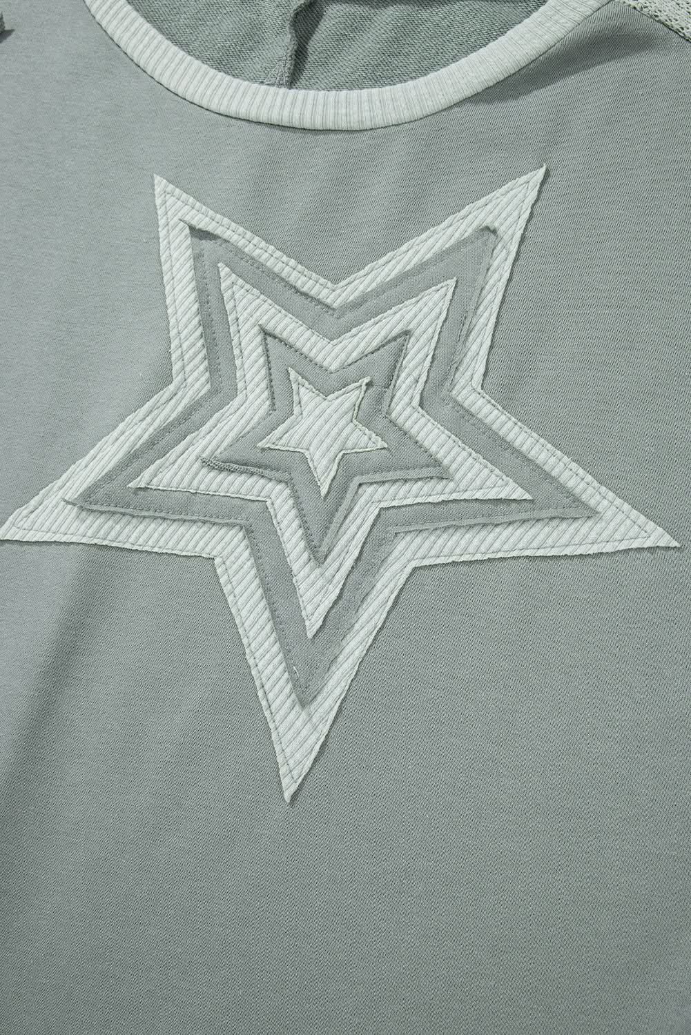 Mist green starry patchwork tee