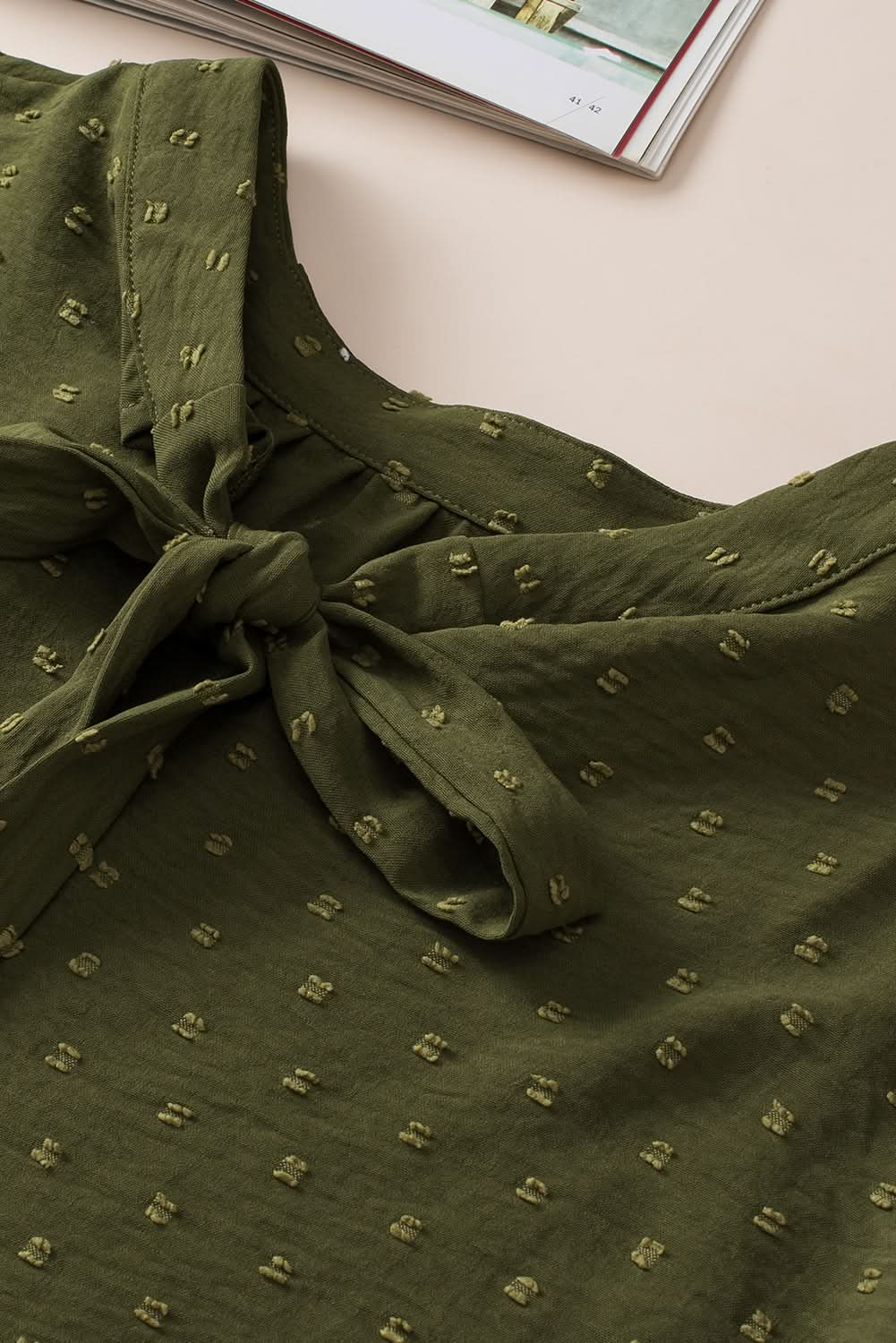 Moss green plus size swiss dot top
