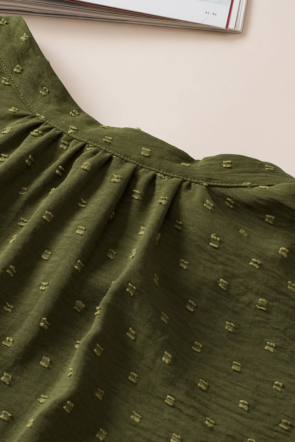 Moss green plus size swiss dot top