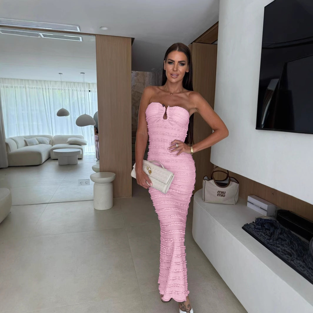 Summer Sexy Slim Tube Top Package Hip Cocktail Dress