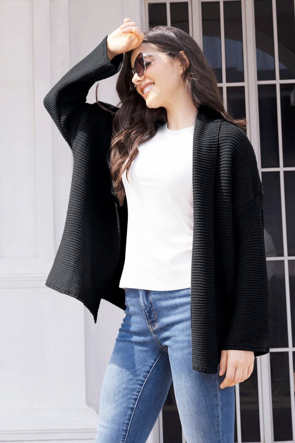 Open front long sleeve cardigan