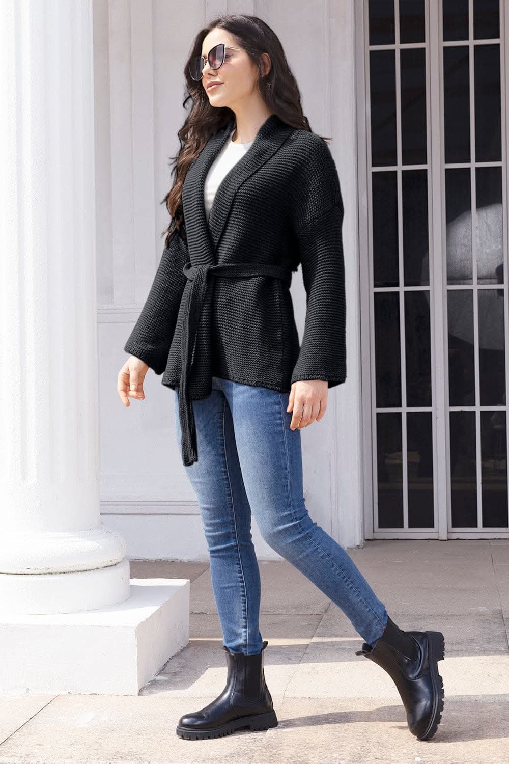 Open front long sleeve cardigan