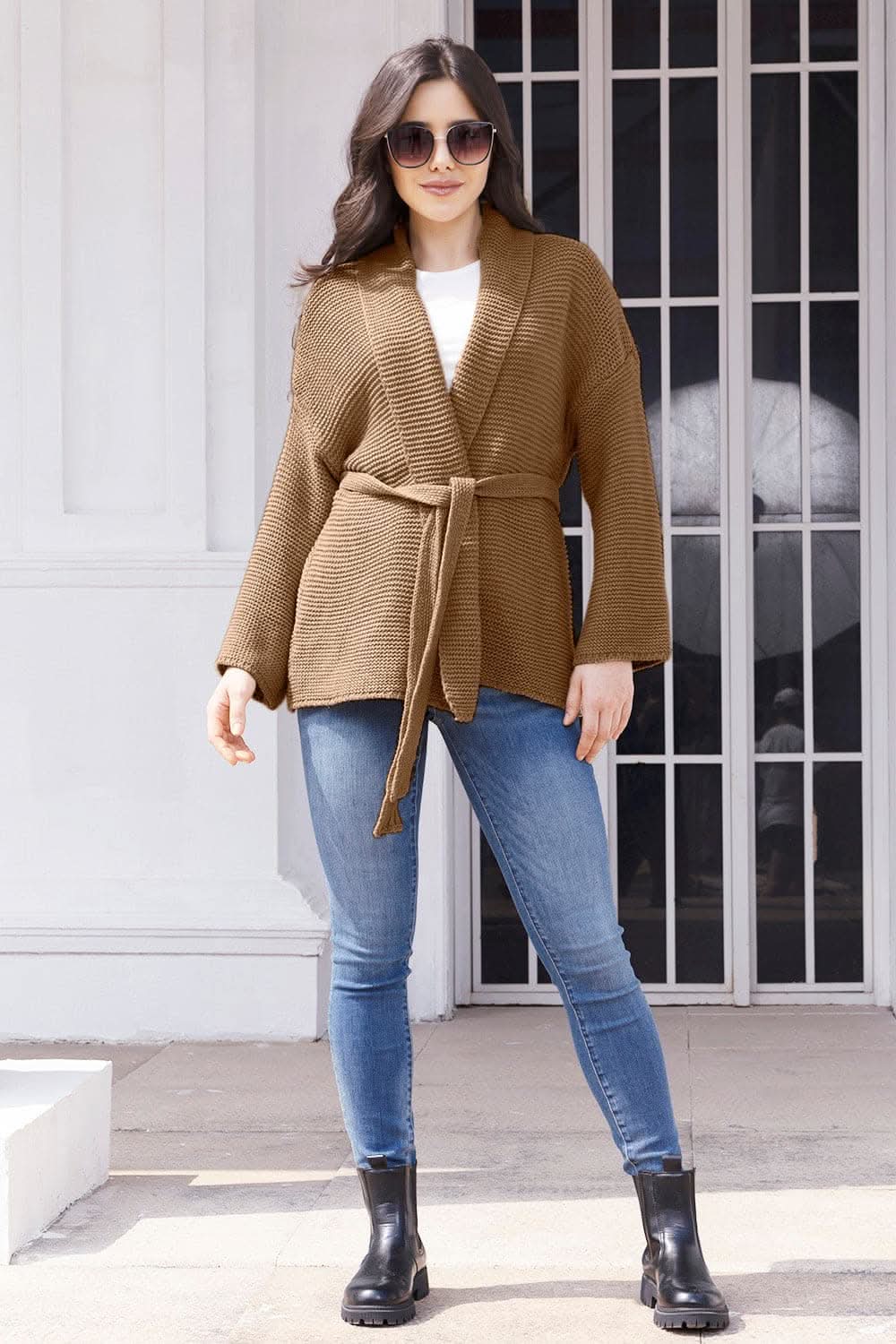 Open front long sleeve cardigan