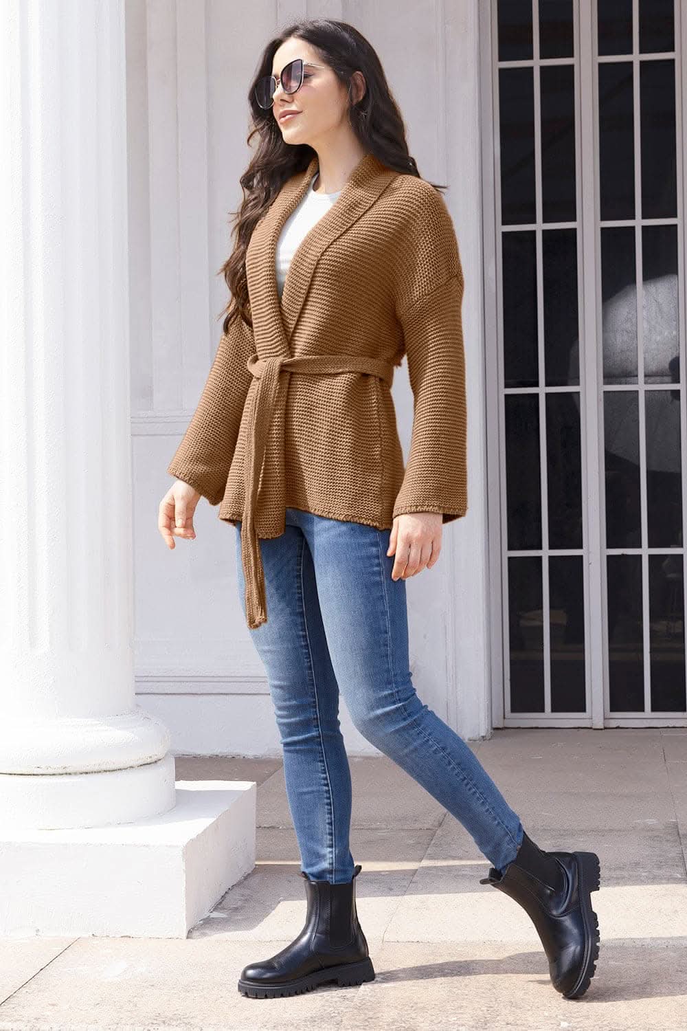 Open front long sleeve cardigan