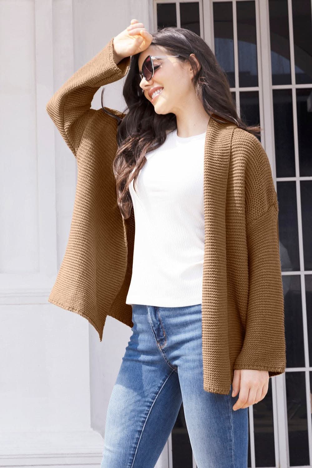 Open front long sleeve cardigan