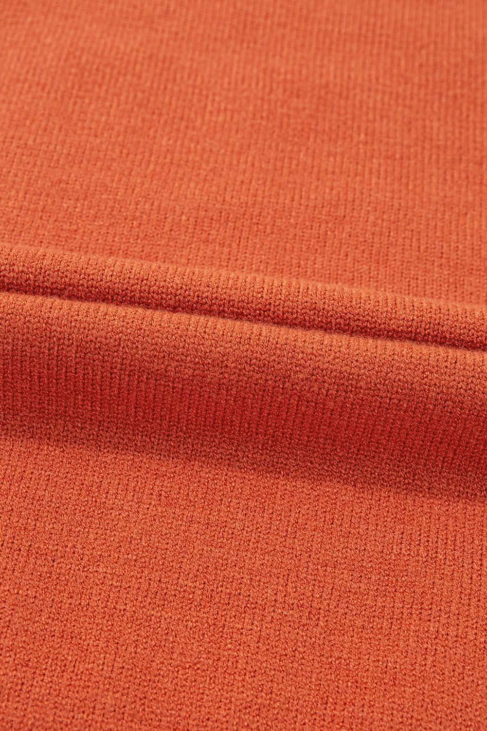 Orange Boo Knitted Pattern Ribbed Edge Drop Shoulder Sweater