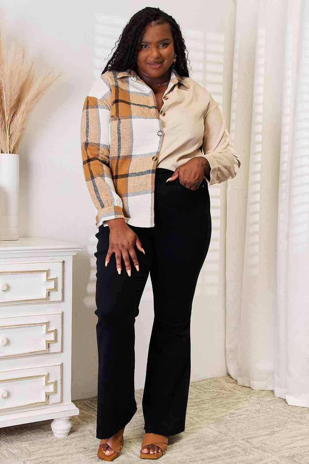 Plaid dropped shoulder shirt - chic style