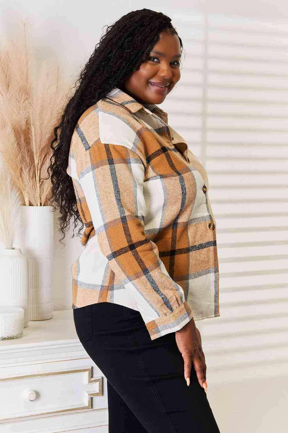 Plaid dropped shoulder shirt - chic style