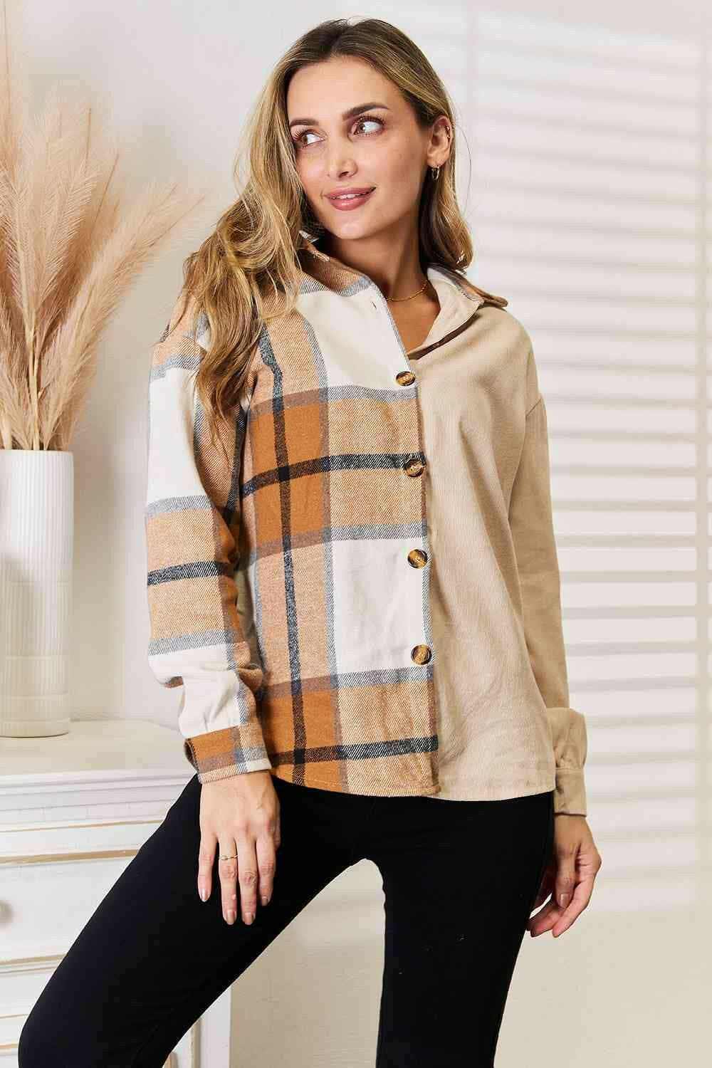 Plaid dropped shoulder shirt - chic style