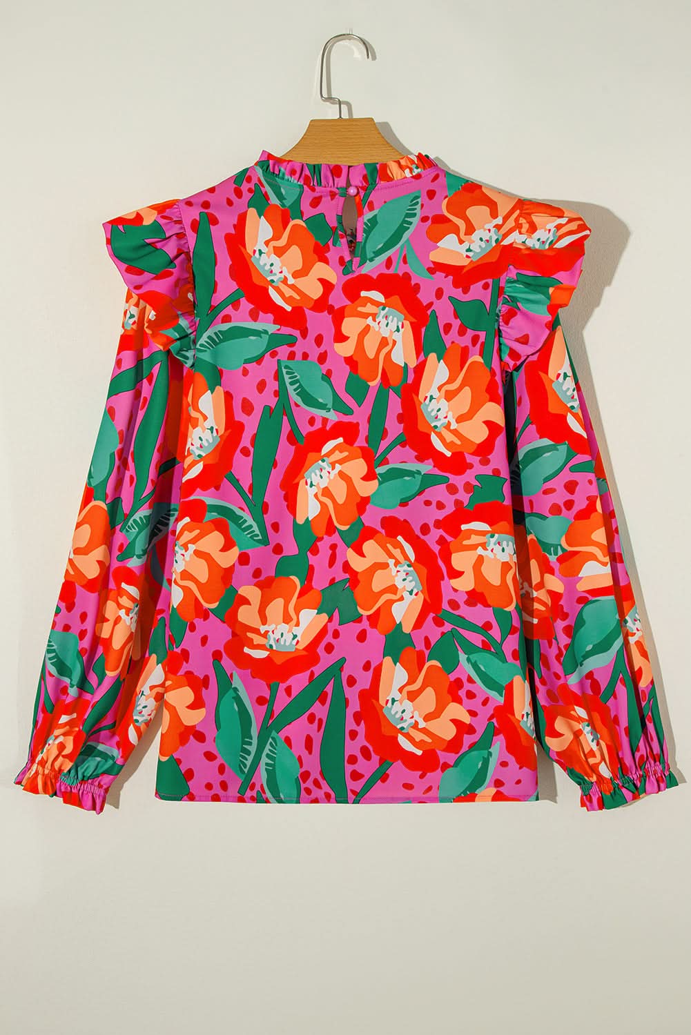 Plus size floral ruffle blouse